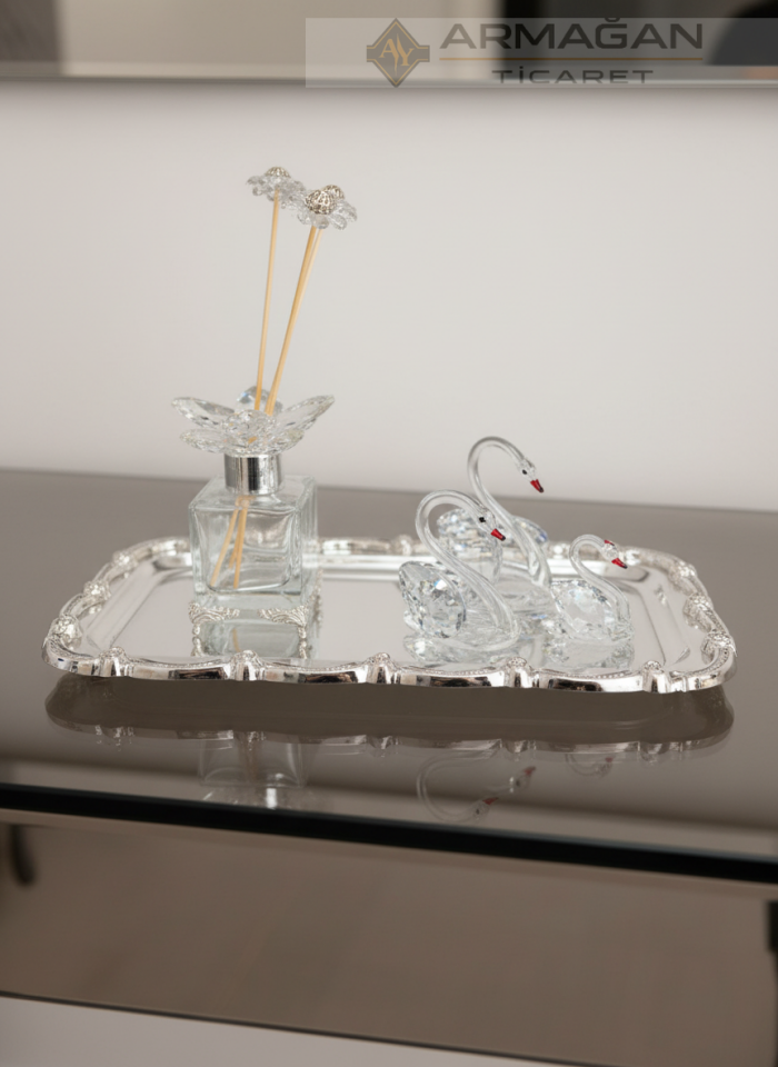 KUĞU, ODA KOKUSU ve BATON TEPSİ Şeffaf-Gümüş