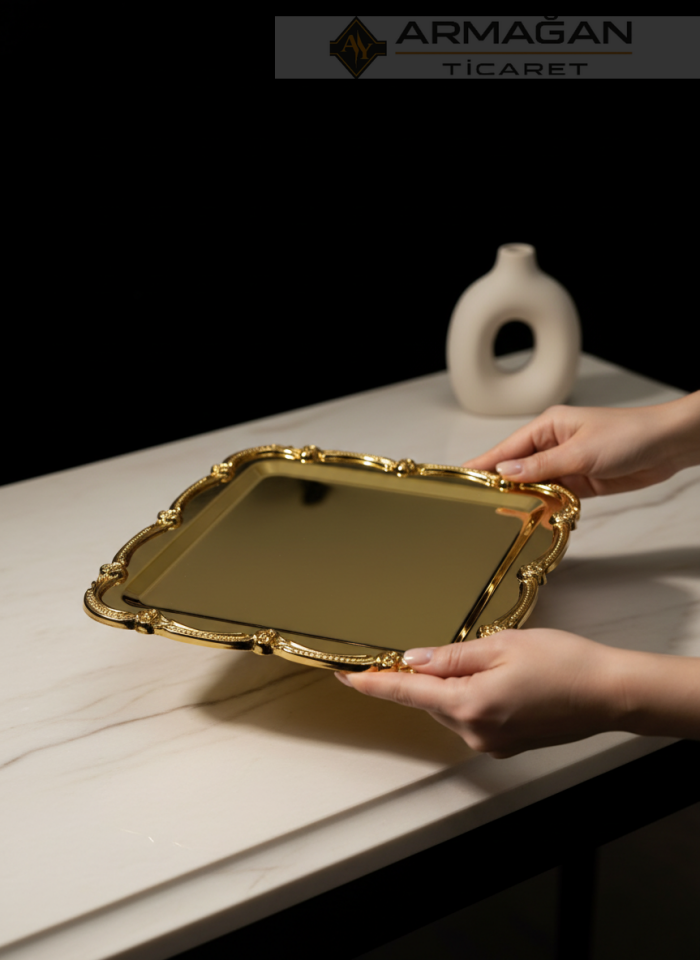 METAL BATON TEPSİ Gold - Kare