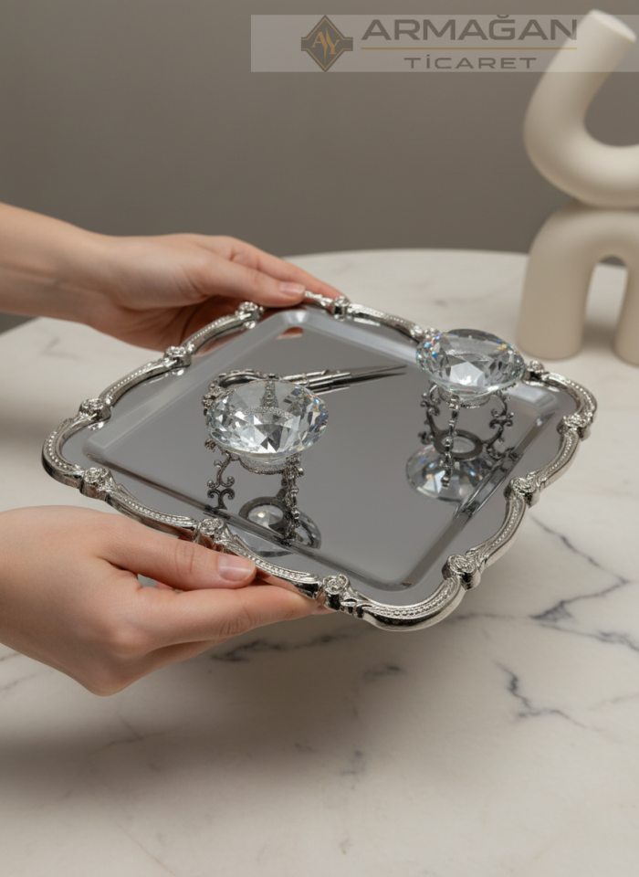 METAL BATON TEPSİ Gümüş - Kare