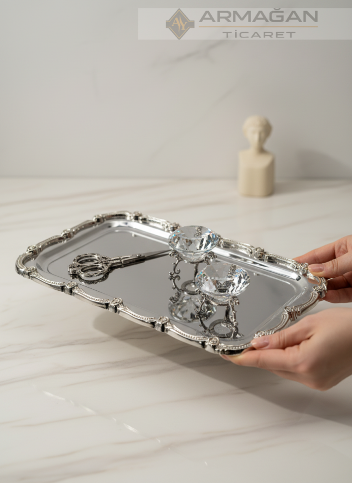 METAL BATON TEPSİ Gümüş - Dikdörtgen