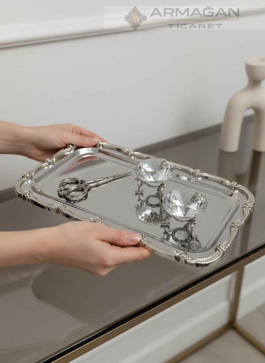 METAL BATON TEPSİ Gümüş - Dikdörtgen