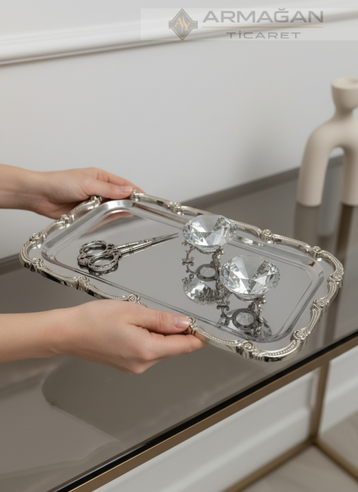 METAL BATON TEPSİ Gümüş - Dikdörtgen