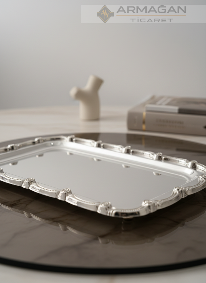 METAL BATON TEPSİ Gümüş - Dikdörtgen