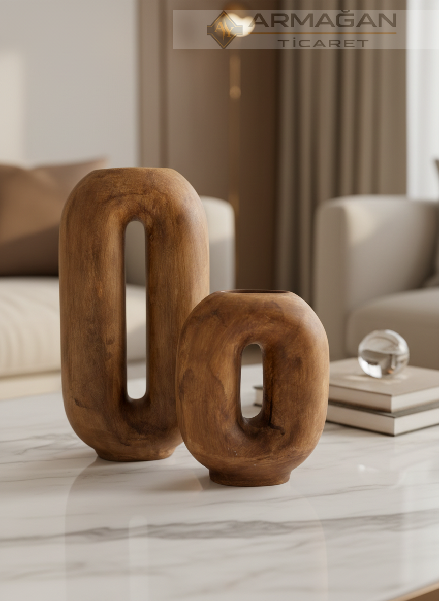 BOHEM 2Lİ VAZO SET ZERO Kahverengi