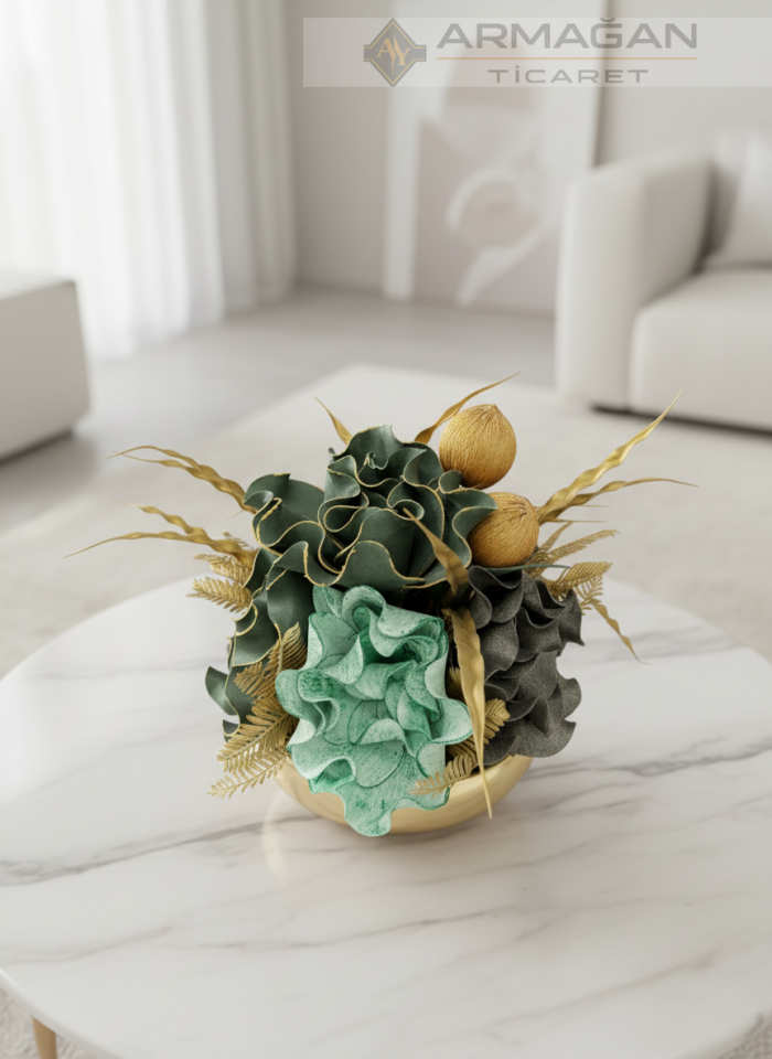 UFO ARAJMAN ÇİÇEKLİ Yeşil-Gold