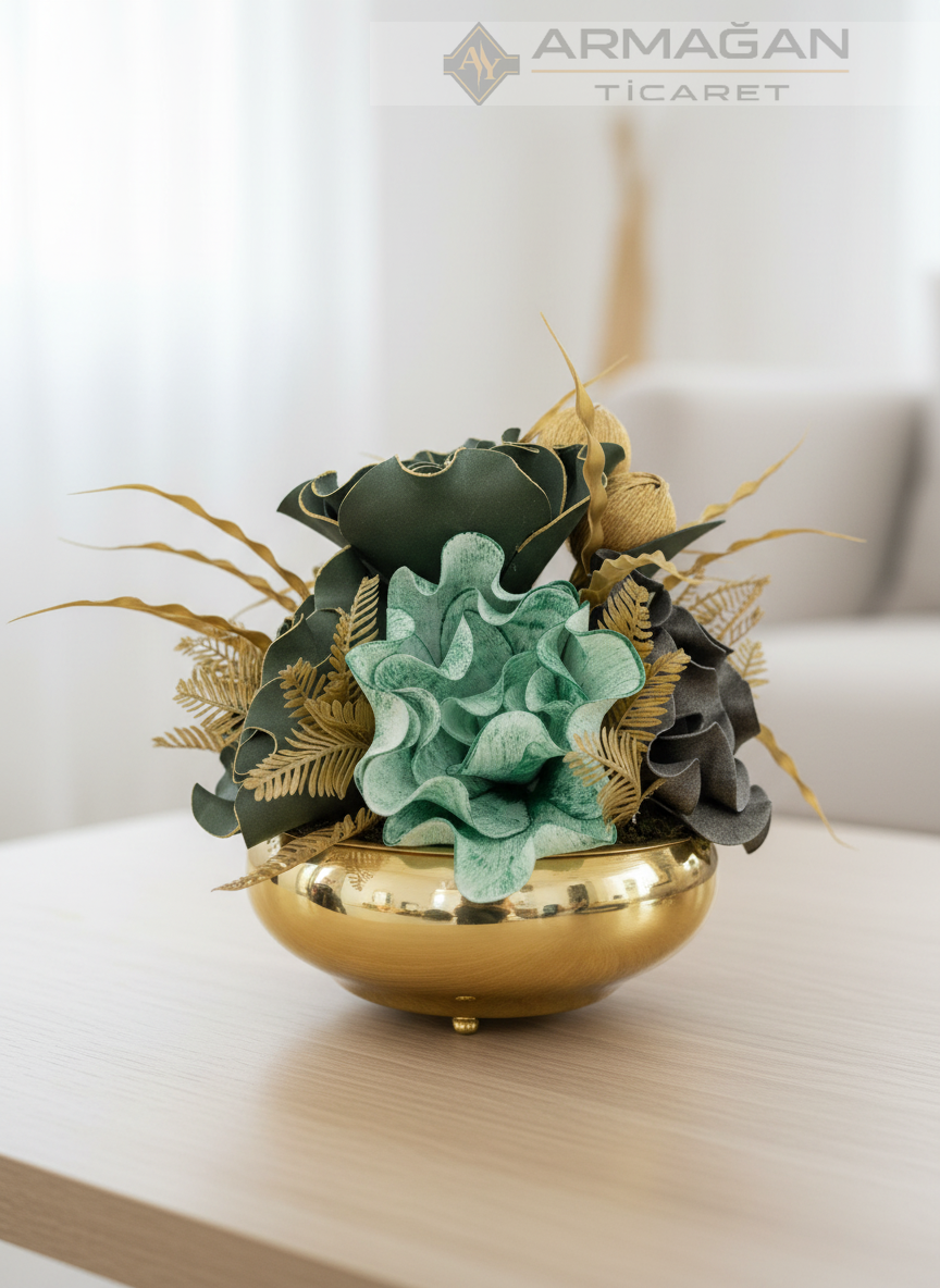 UFO ARAJMAN ÇİÇEKLİ Yeşil-Gold