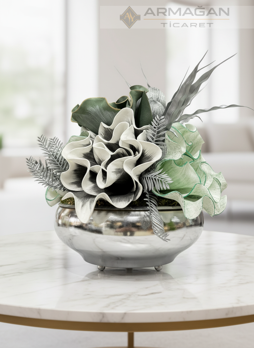 UFO ARAJMAN ÇİÇEKLİ Yeşil-Gümüş