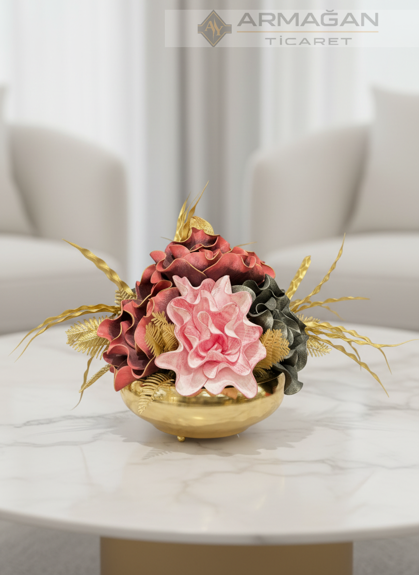 UFO ARAJMAN ÇİÇEKLİ Bordo-Gold