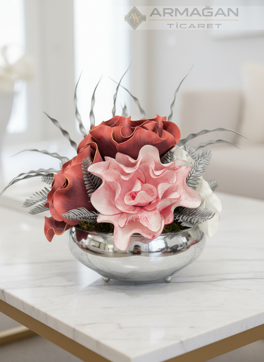 UFO ARAJMAN ÇİÇEKLİ Bordo-Gümüş