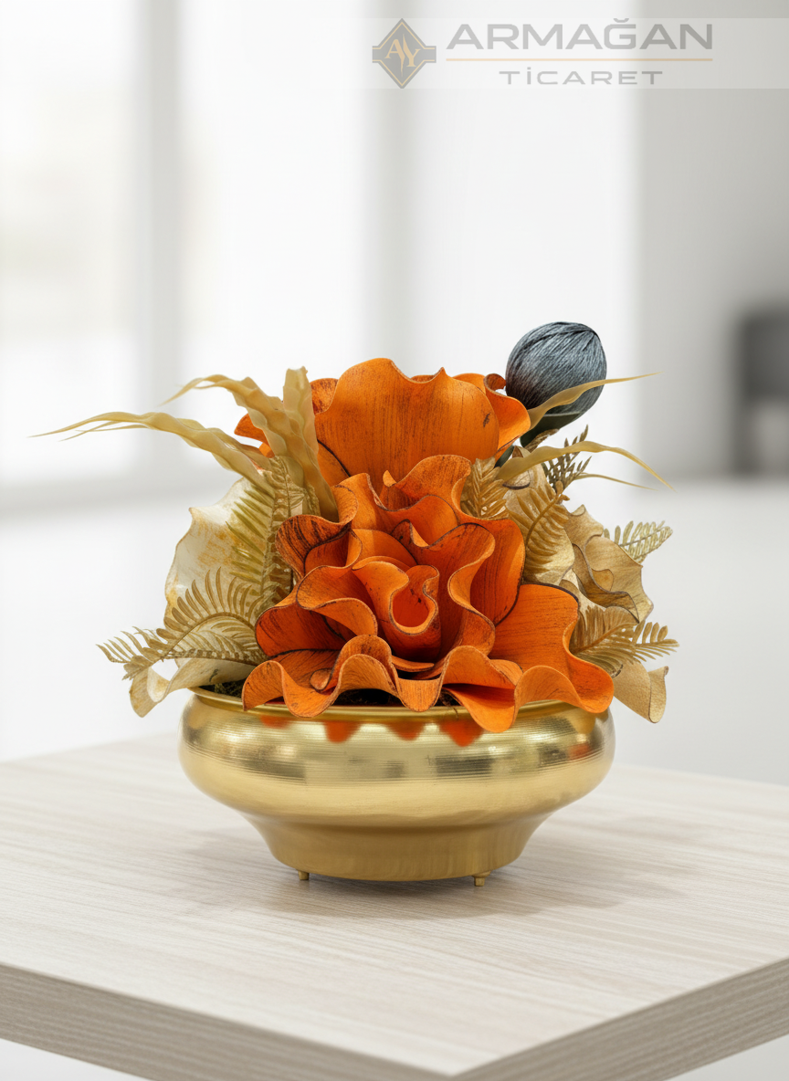UFO ARAJMAN ÇİÇEKLİ Turuncu-Gold
