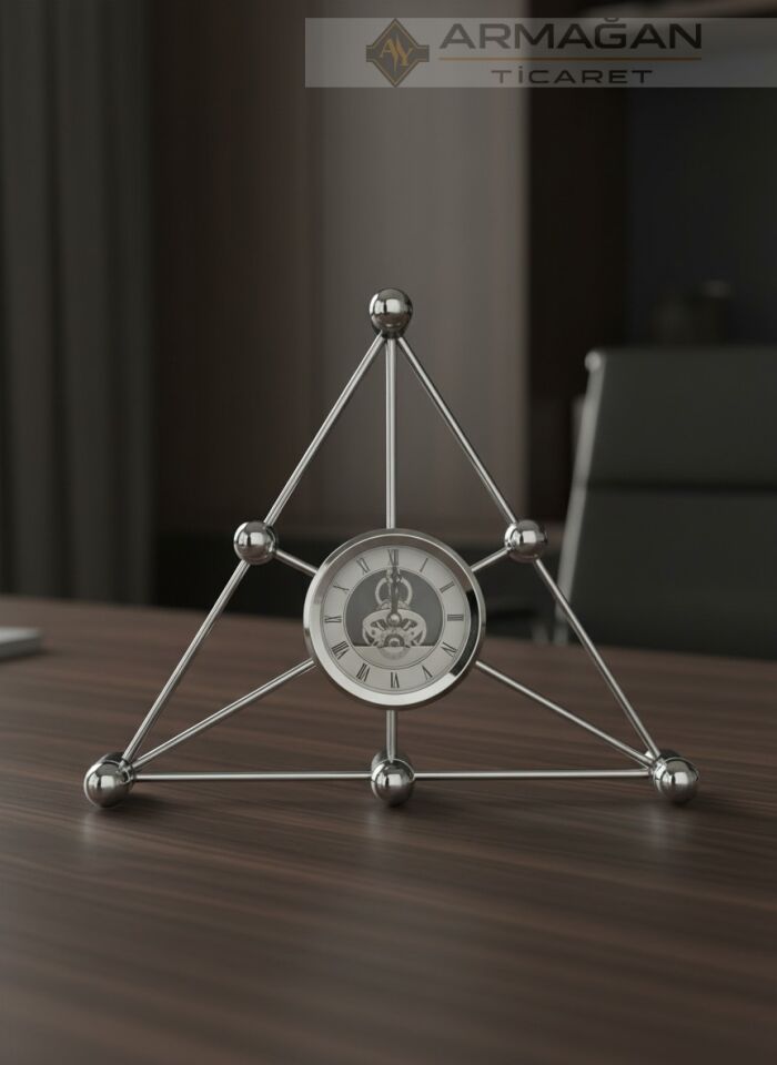 ÜÇGEN MASA SAATİ METAL Gold