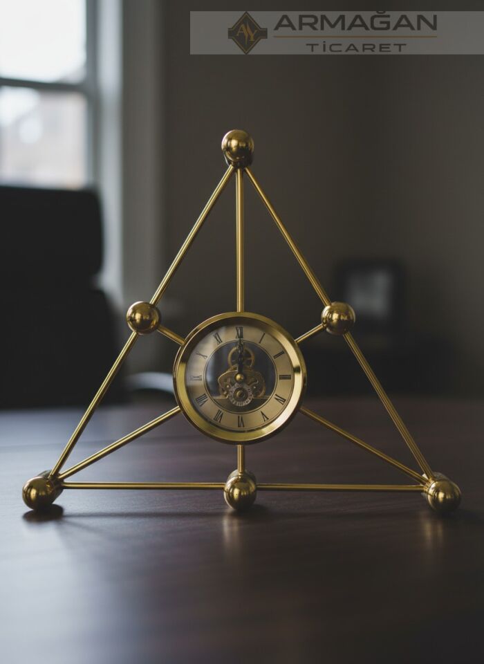 ÜÇGEN MASA SAATİ METAL Gümüş