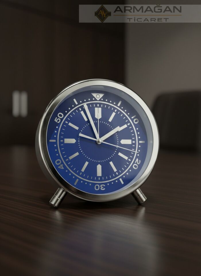 YUVARLAK MASA SAATİ Siyah-Gümüş