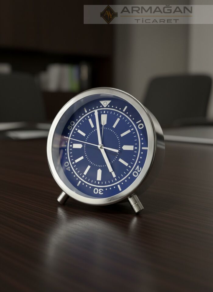 YUVARLAK MASA SAATİ Siyah-Gümüş