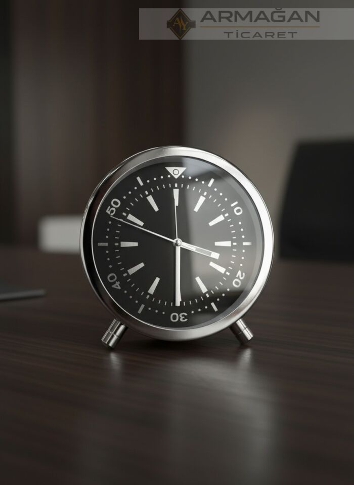 YUVARLAK MASA SAATİ Lacivert-Gümüş