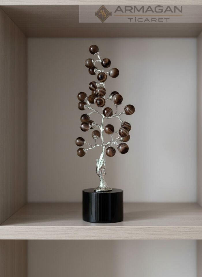 KRİSTAL CAM AĞAÇ KÜRELİ Kahverengi