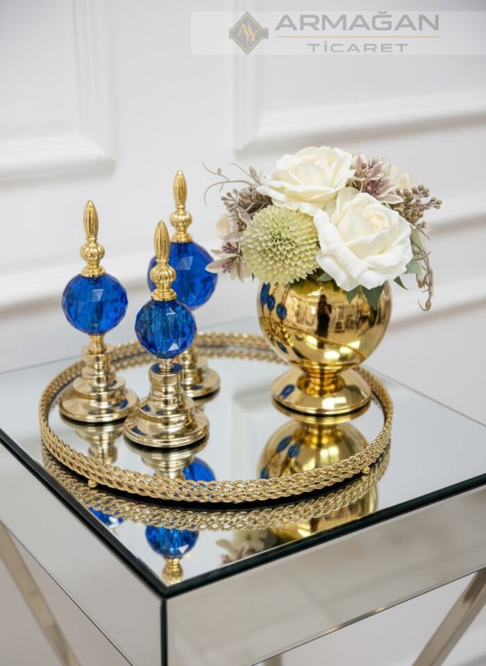 ARAJMAN, ALEM DEKOR VE TEPSİ SETİ Lacivert-Gold