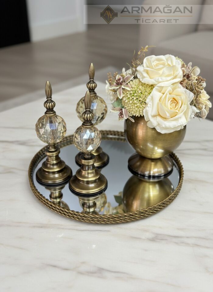 ARAJMAN, ALEM DEKOR VE TEPSİ SETİ Amber-Eskitme