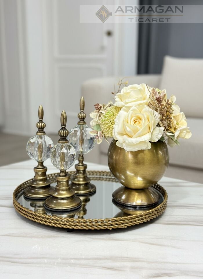 ARAJMAN, ALEM DEKOR VE TEPSİ SETİ Şeffaf-Eskitme