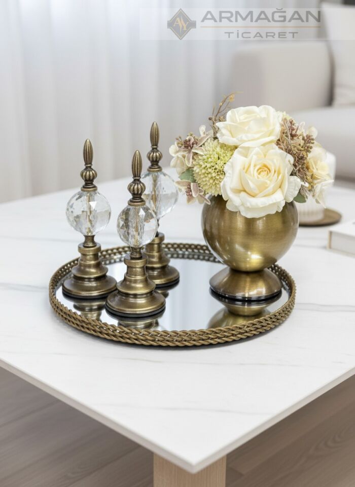 ARAJMAN, ALEM DEKOR VE TEPSİ SETİ Şeffaf-Eskitme