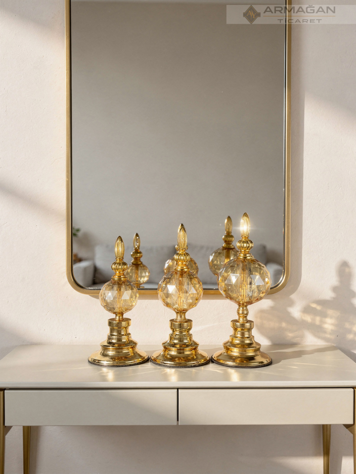 3'LÜ ALEM DEKOR Amber-Gold