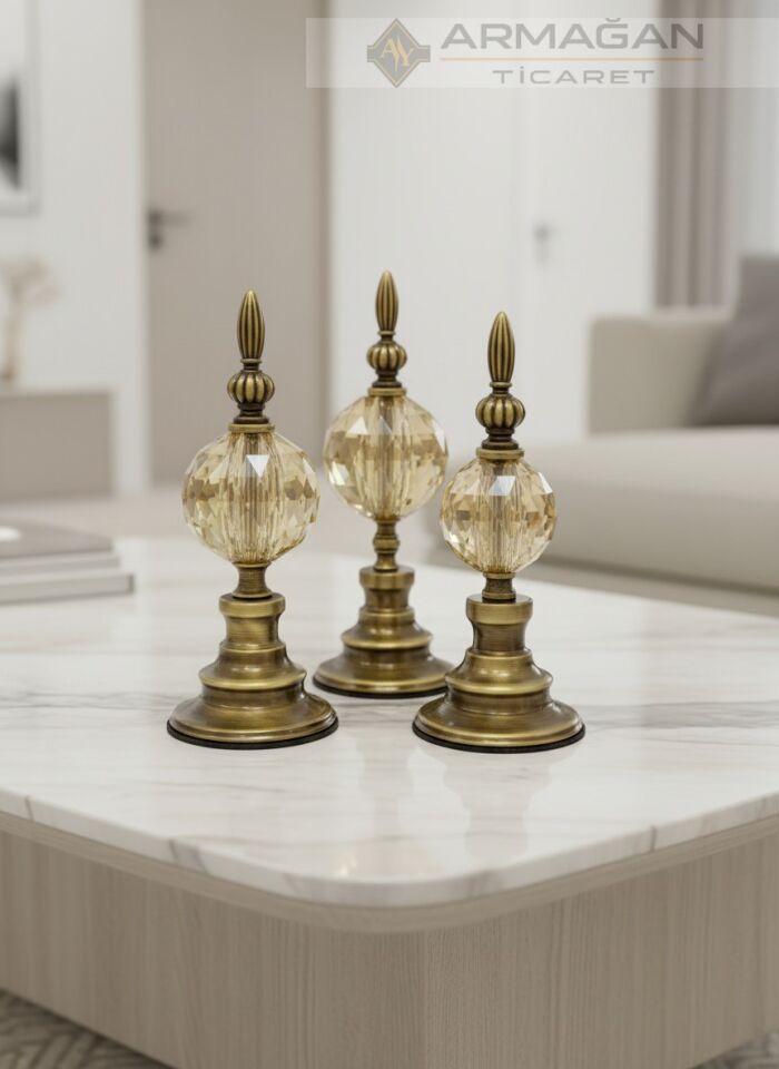 3'LÜ ALEM DEKOR Amber-Eskitme