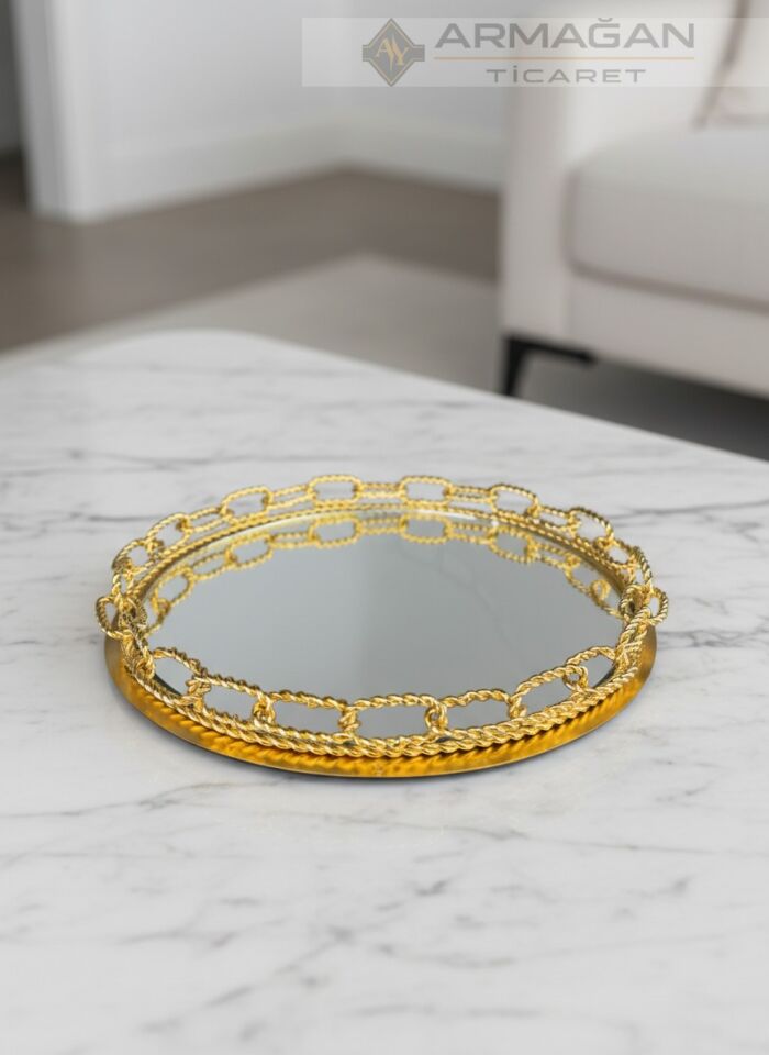 ARAJMAN, ALEM DEKOR VE ZİNCİR TEPSİ SETİ Gold-Yeşil