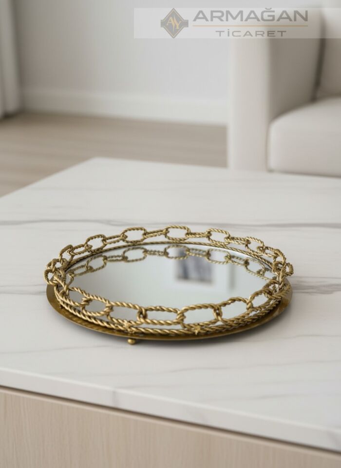 ARAJMAN, ALEM DEKOR VE ZİNCİR TEPSİ SETİ Amber-Eskitme