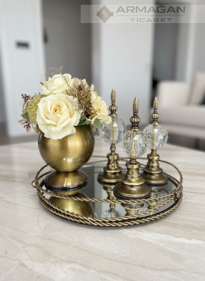 ARAJMAN, ALEM DEKOR VE ZİNCİR TEPSİ SETİ Şeffaf-Eskitme