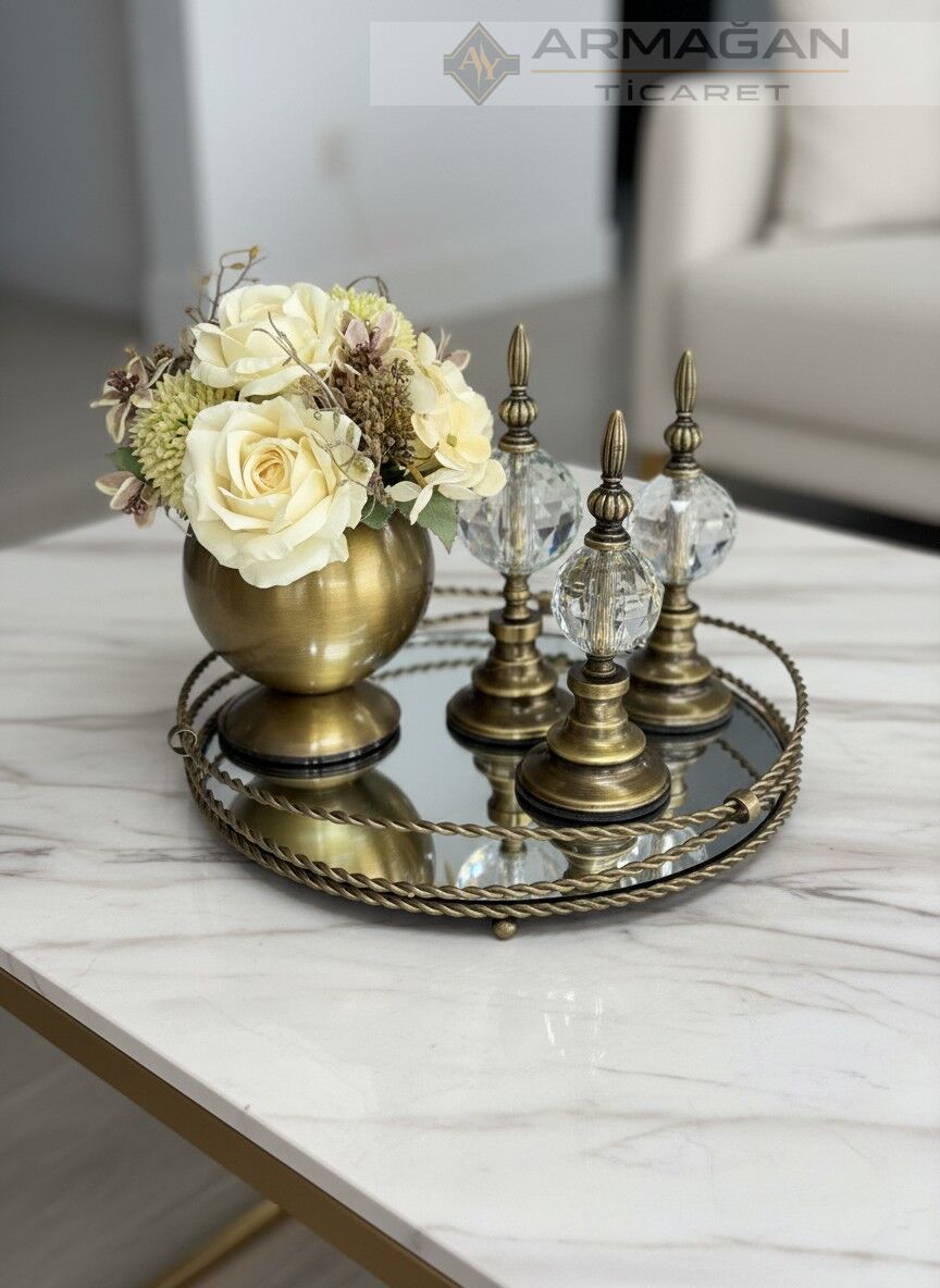 ARAJMAN, ALEM DEKOR VE GÖZDE TEPSİ SETİ Şeffaf-Eskitme