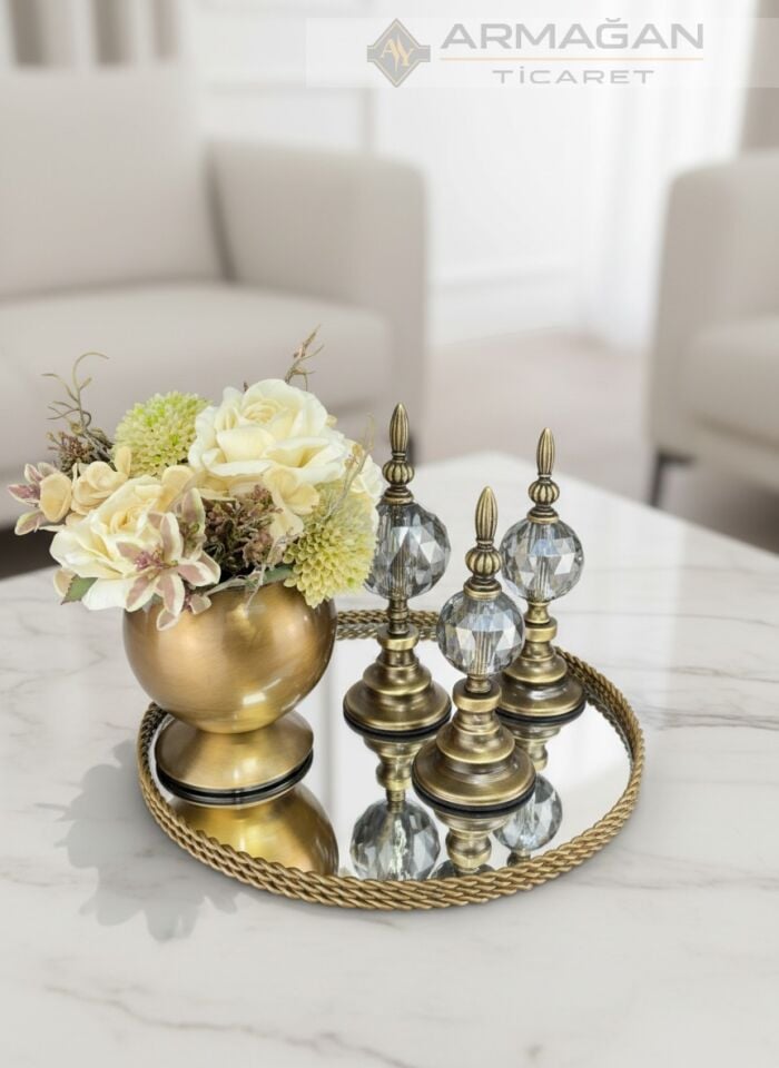 ARAJMAN, ALEM DEKOR VE TEPSİ SETİ Füme-Eskitme