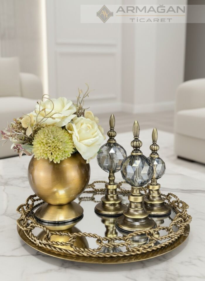 ARAJMAN, ALEM DEKOR VE ZİNCİR TEPSİ SETİ Füme-Eskitme