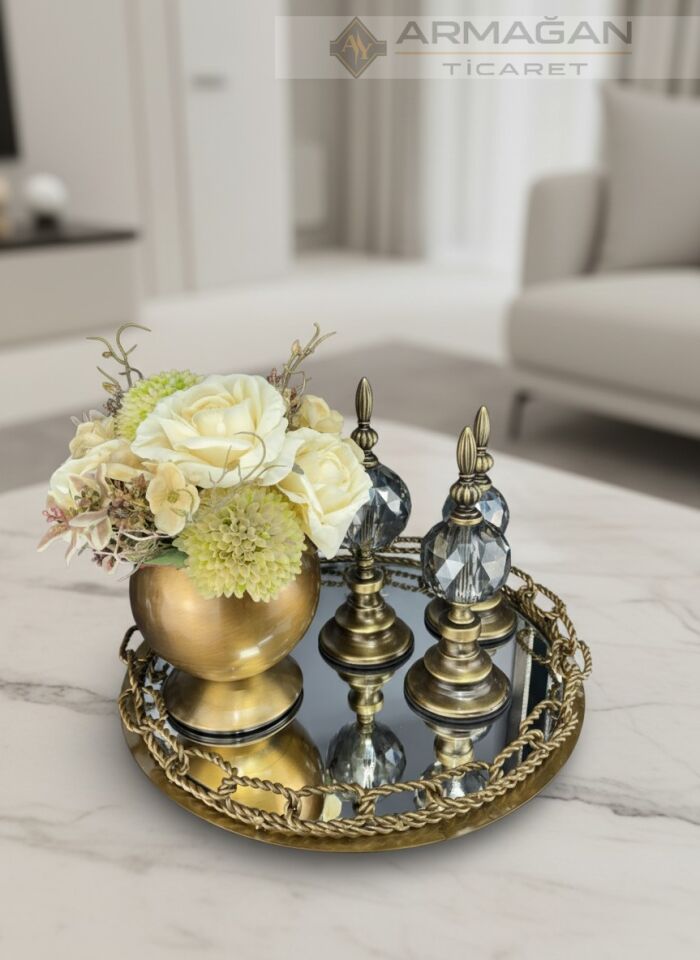 ARAJMAN, ALEM DEKOR VE ZİNCİR TEPSİ SETİ Füme-Eskitme