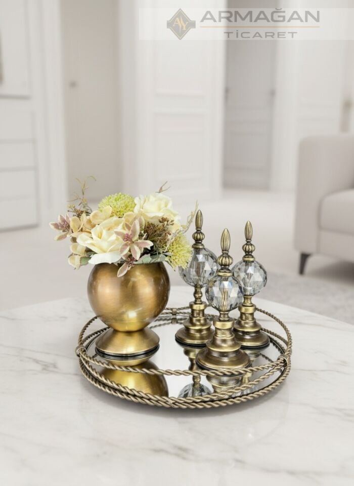 ARAJMAN, ALEM DEKOR VE GÖZDE TEPSİ SETİ Füme-Eskitme
