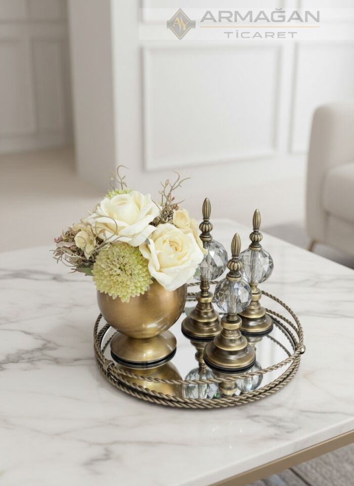 ARAJMAN, ALEM DEKOR VE GÖZDE TEPSİ SETİ Füme-Eskitme