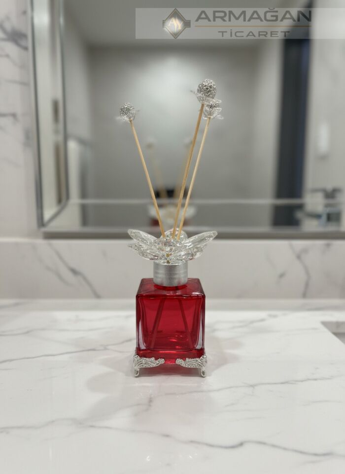 ODA KOKU ŞİŞESİ Kırmızı-Gümüş