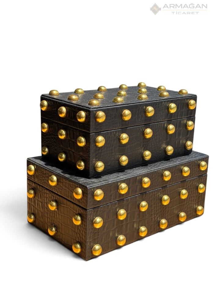 2Lİ DERİ KUTU PUANTİYE MODEL Siyah-Gold