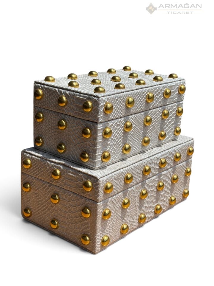 2Lİ DERİ KUTU PUANTİYE MODEL Krem-Gold