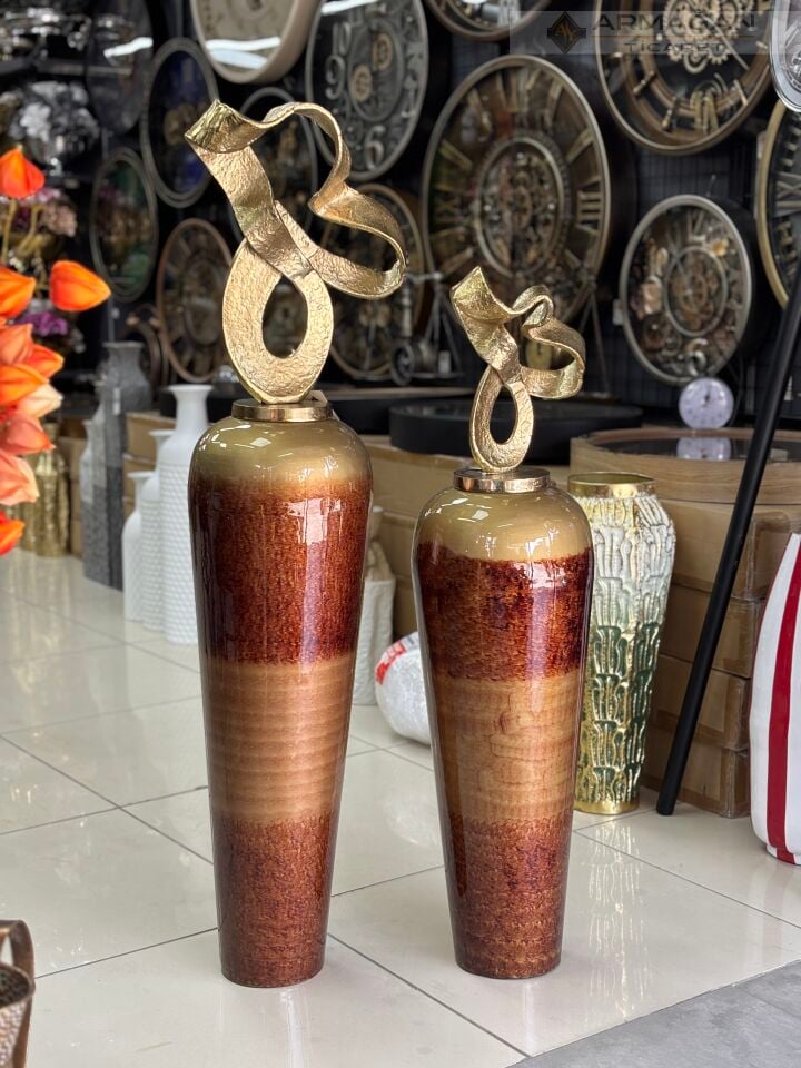 METAL BAŞLIKLI DEKOR VAZO