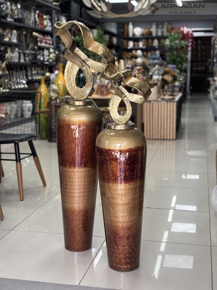 METAL BAŞLIKLI DEKOR VAZO Büyük