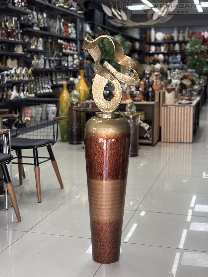 METAL BAŞLIKLI DEKOR VAZO Büyük